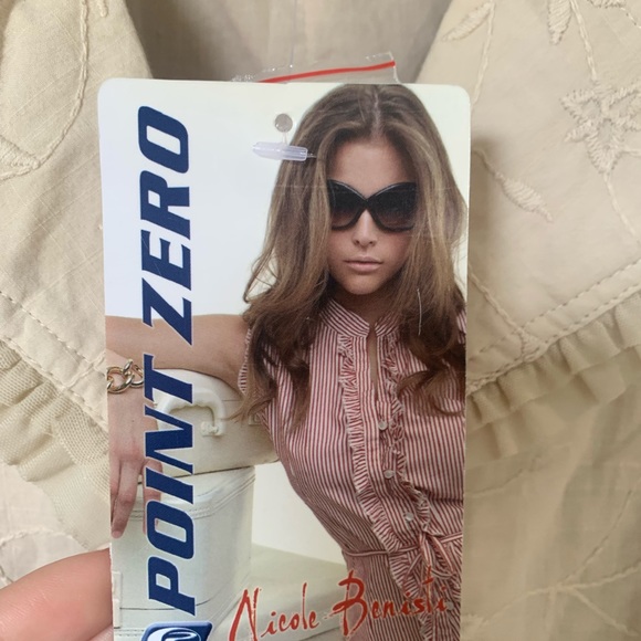 Point Zero Ruffle Embroidered Floral Button Cream Blazer coat with Pockets - Picture 4 of 7